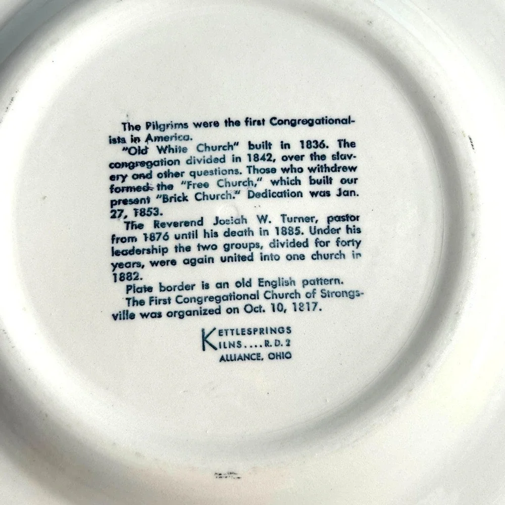 Strongsville OH Congregational Church‎ Vintage 1953 Plate Blue Transferware